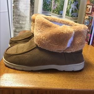 Hard Soled Sherpa Lined Fur-Ankled  Slipper Boots